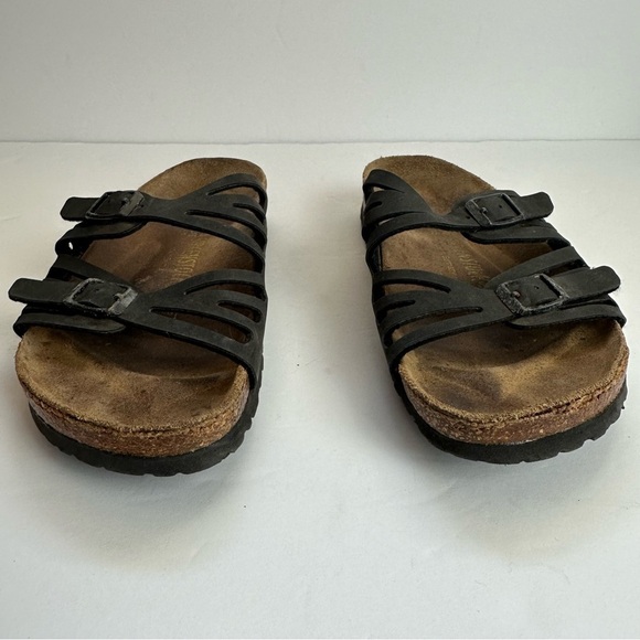 Birkenstock Granada Sandals Women's Size 7 Shoes Black Leather Open Toe Buckle - Picture 8 of 9